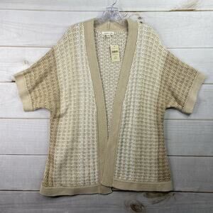 Coldwater Creek Cardigan Sweater Women 1X Beige Ombre Crochet Boho Open NWT
